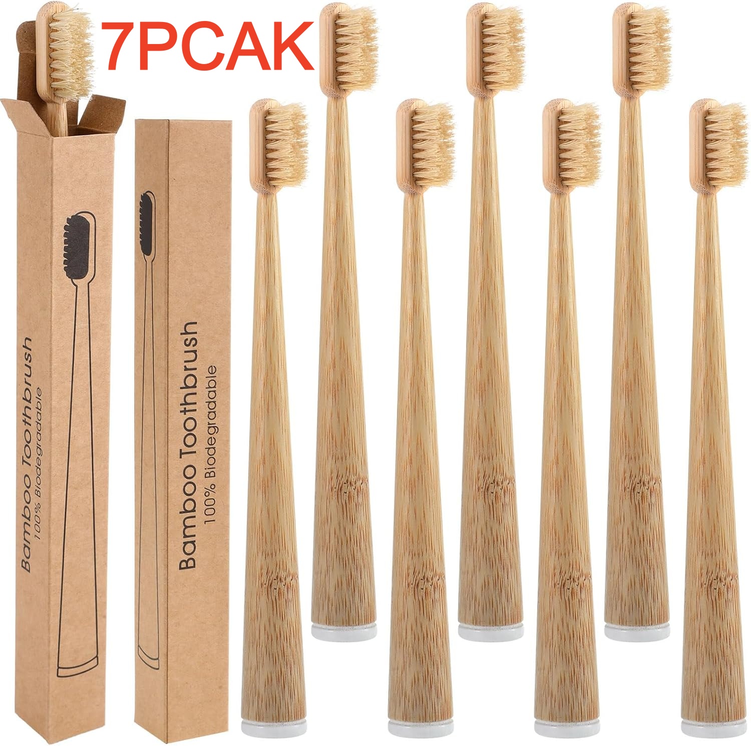 Bamboo Toothbrush Set - 7 PACK Composteerbare en biologisch afbreekbare