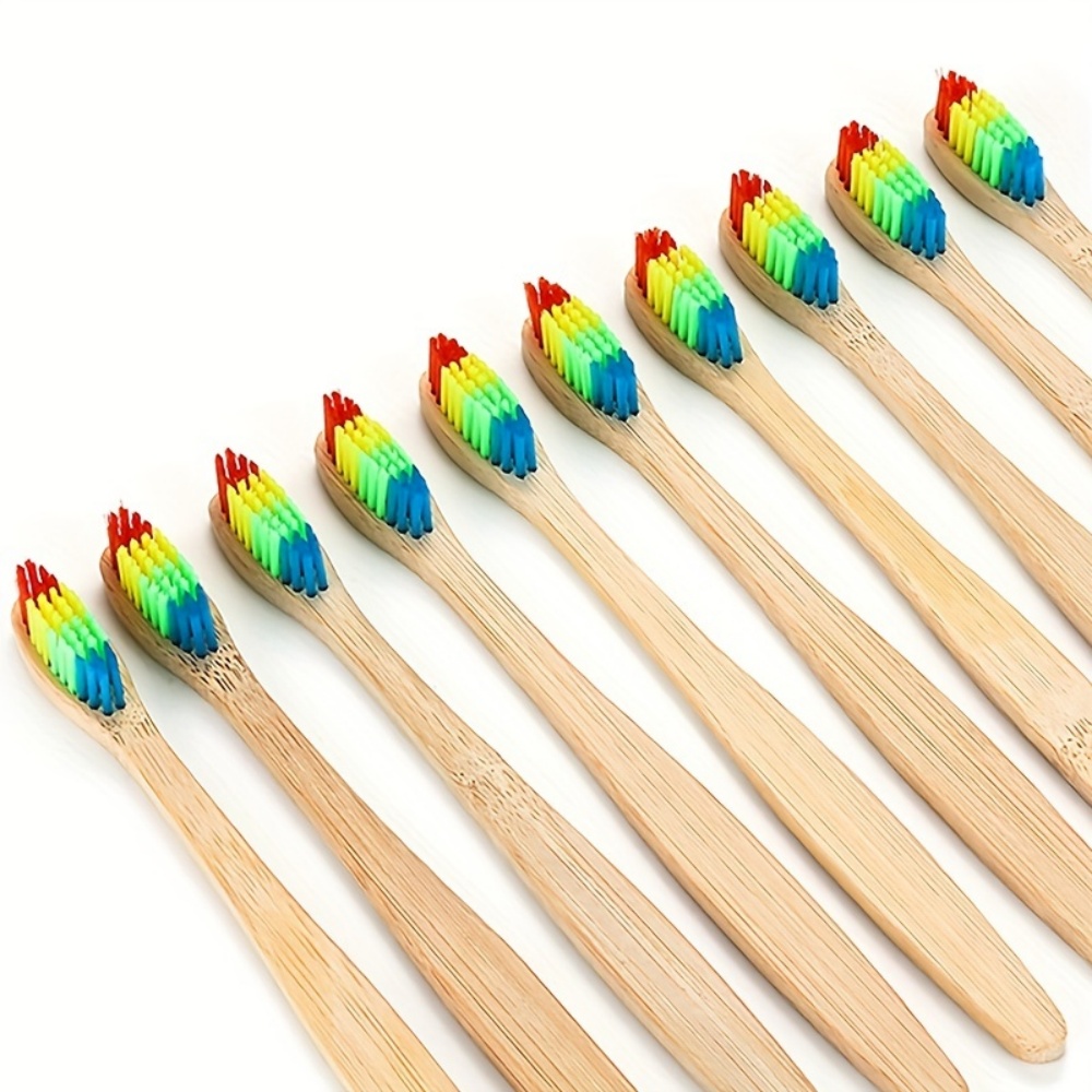 Bamboo Toothbrush Set - 2 draagbare bamboe tandenborstels in regenboogkleuren