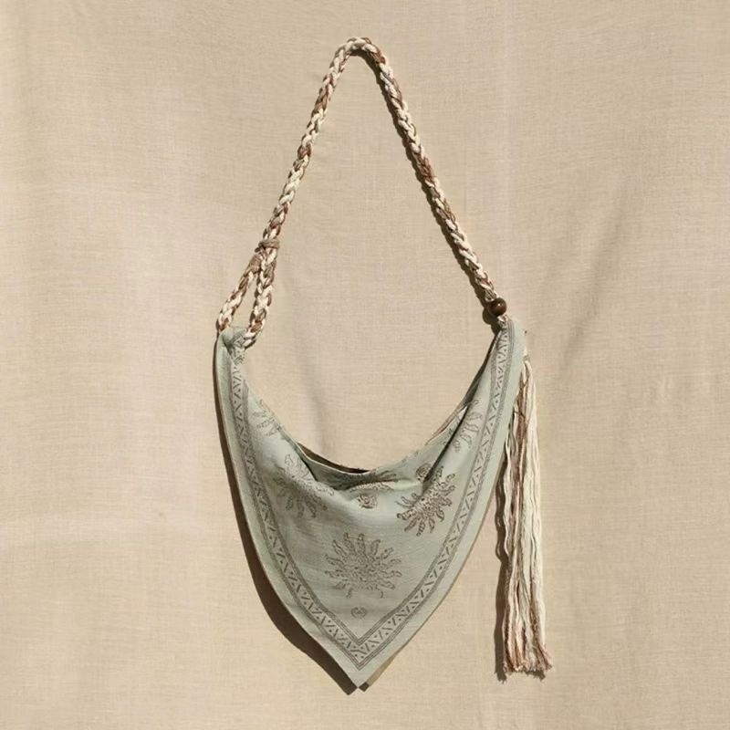 Linen Bag Bulk - Boheemse driehoekige schoudertas Retro mode handtas
