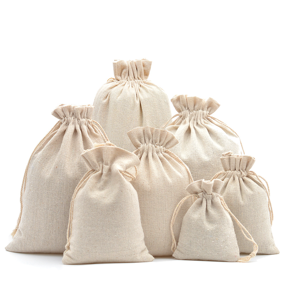 Linen Bag Bulk - 10 stuks katoen linnen trekkoord cadeauzakje