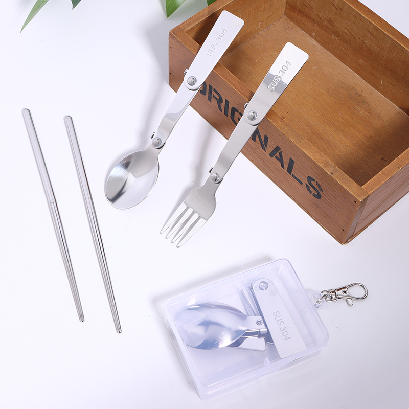 Bamboo Cutlery Travel - 1PC/3PCS roestvrij staal draagbare outdoor bestekset