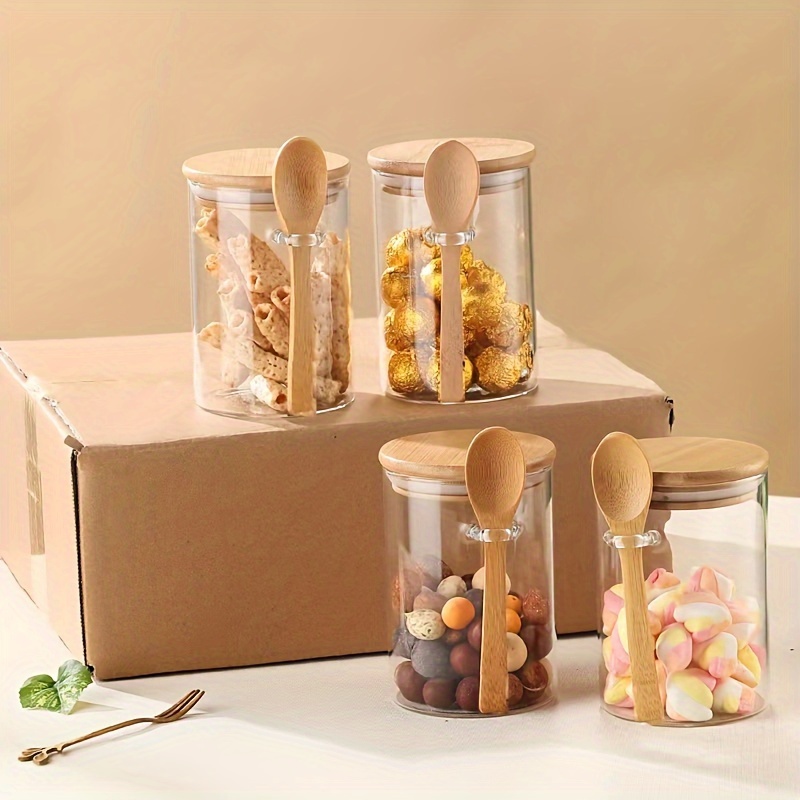 Bamboo Cutlery Travel - 280 ml snoeppot, koekjespot, glazen voorraadpot