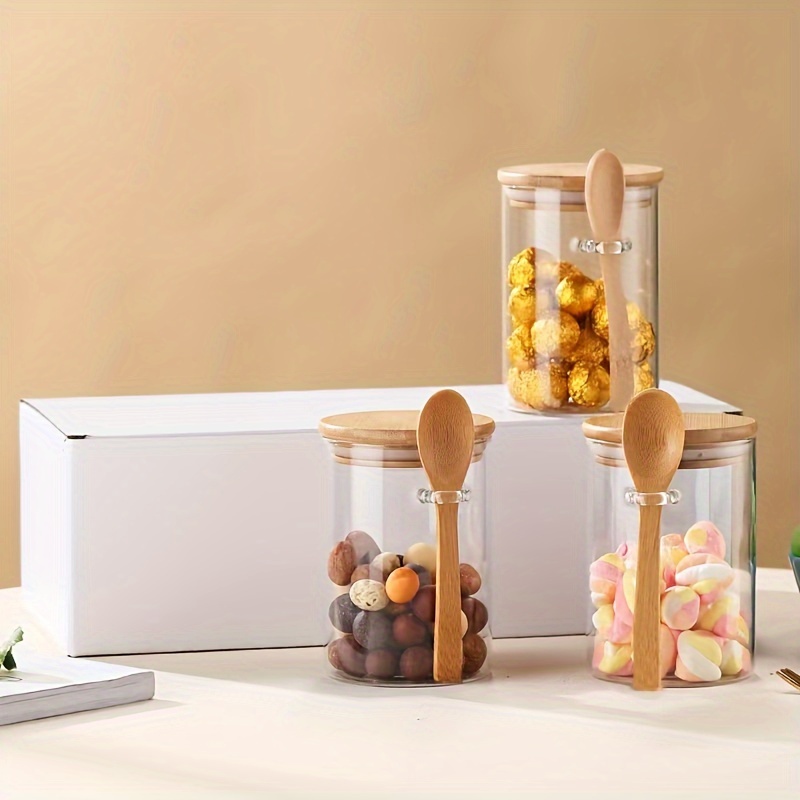 Bamboo Cutlery Travel - 280 ml snoeppot, koekjespot, glazen voorraadpot