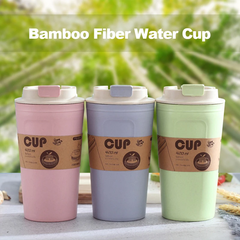 Bamboo Cutlery Travel - 420ml Draagbare Praktische Herbruikbare Bamboevezel Koffiekopjes
