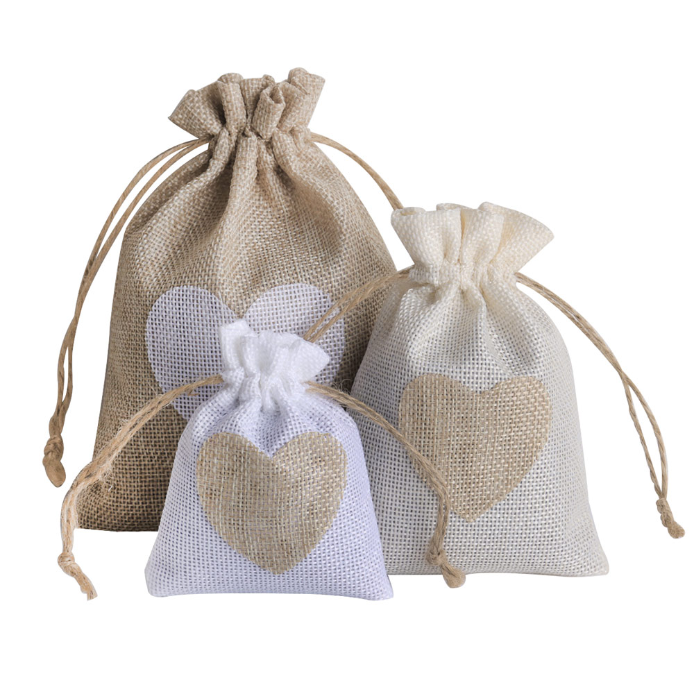 5 stks/partij Hart Linnen Sier - Linen Bag Bulk recensie en prijs